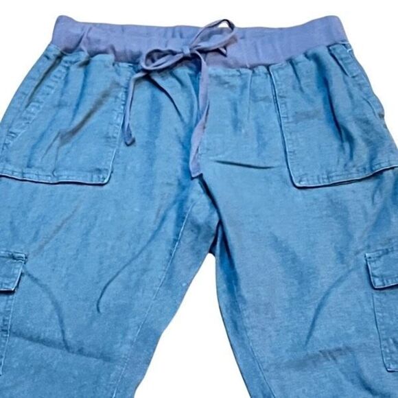 Caslon Grey Cropped Linen Joggers Size XS - Picture 3 of 4